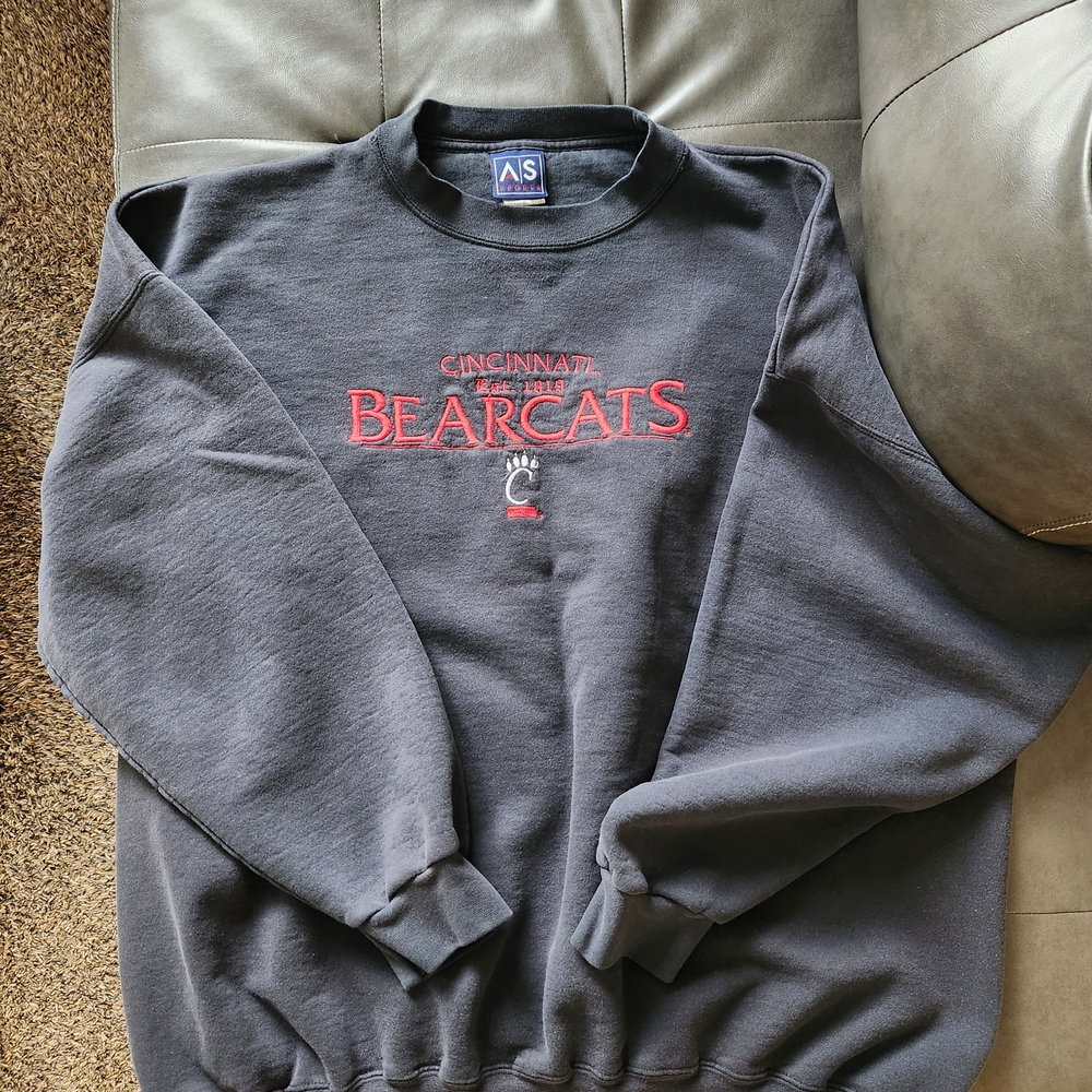 Vintage AS Sports Cincinnati Bearcats Black Crewneck Sweatshirt Men Size XXL